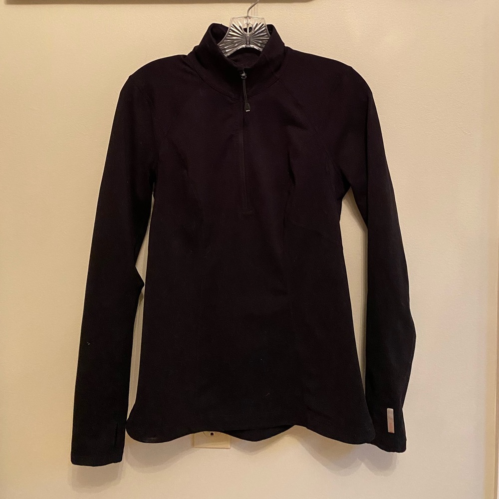 Black women’s half zip yoga / workout pullover top